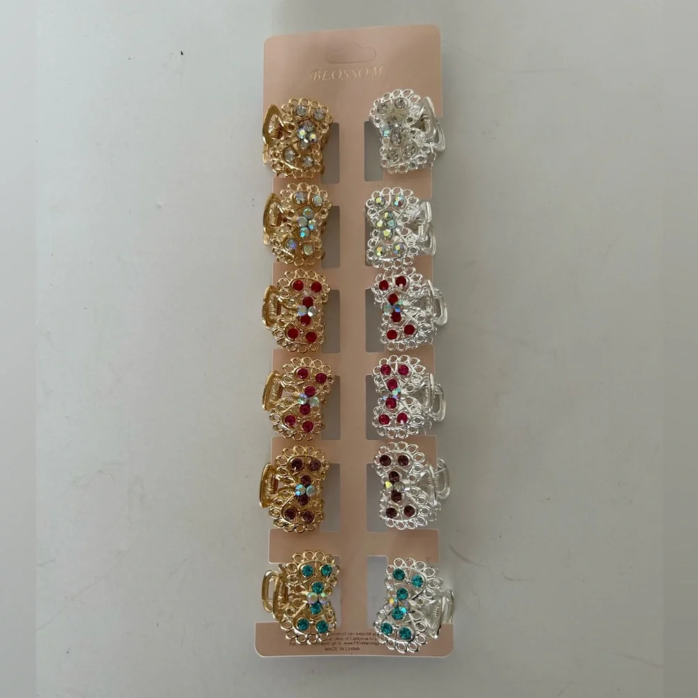 BLOSSOM METAL HAIR CLIPS SET OF TWELVE NWT